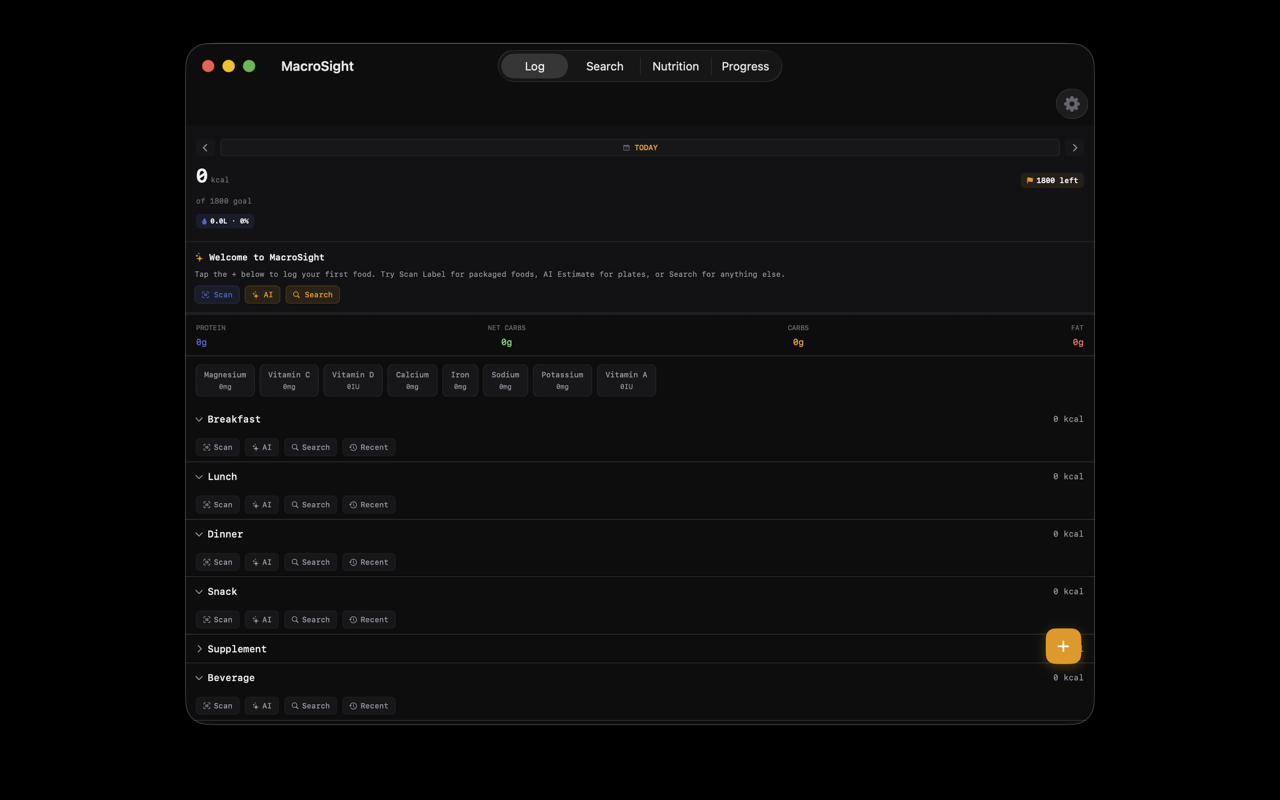 Settings — AI provider and HealthKit.
